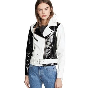 Veda jacket black and white leather vinyl jacket